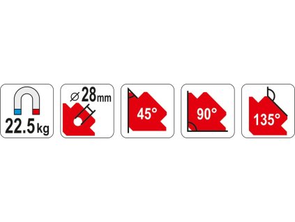 Úhelník magnetický ke svařování 22,5 kg s otvorem