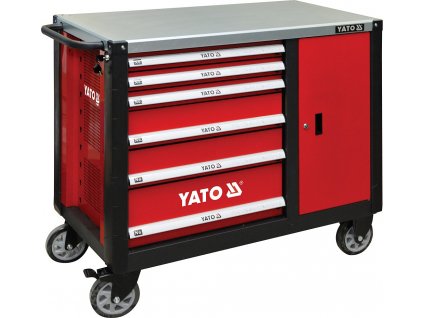 Skříňka dílenská pojízdná 6 zásuvek +zavírací skříň červená Yato YT-09002  + Dárek, servis bez starostí v hodnotě 300Kč