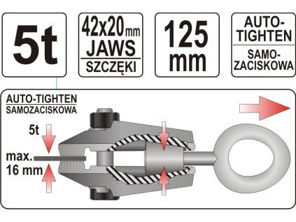 Svěrka karosářská samosvorná k tahání 5t 125mm
