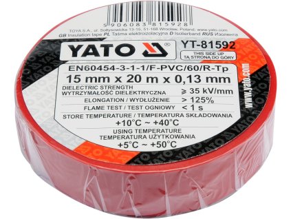 Izolační páska elektrikářská PVC 15mm / 20m červená