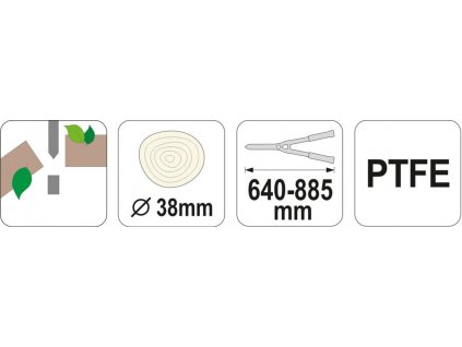Nůžky na větve teleskop. 640-885mm (průměr 38mm) rovný stříh