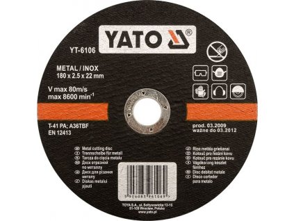 Kotouč na kov 115 x 22 x 1,2 mm INOX Yato YT-6101