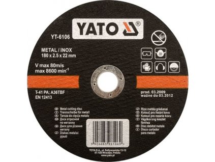 Kotouč na kov 180 x 22 x 1,5 mm INOX Yato YT-6105