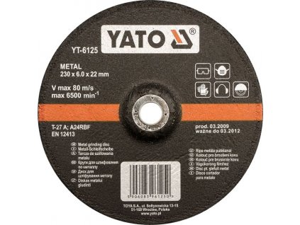 Kotouč na kov 125 x 22 x 6,0 mm vypouklý brusný Yato YT-6124