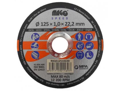 Řezný kotouč na kov 125x1,0x22mm MAGG SPEED RKQS12510220