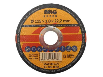 Řezný kotouč na nerez 115x1,0x22,0mm MAGG SPEED RNQS11510220