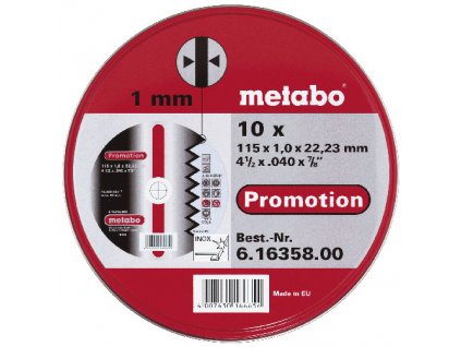 METABO - sada 10ks kotoučů Promotion 115x1,0mm na nerez