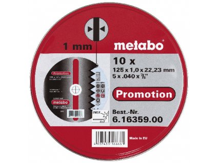 Sada 10ks kotoučů Promotion 125x1,0mm na nerez METABO 616359000