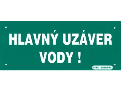 SK - Hlavný uzáver vody 210x87mm - plastová tabulka MAGG 120156