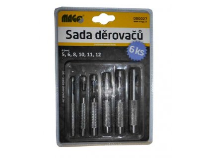 Sada děrovačů do kůže a tvrdého papíru - 5, 6, 8, 10, 11, 12 mm