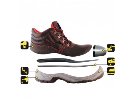 Bezpečnostní boty T1A, kožené, velikost: 40, kat. S1P SRC DEDRA BH9T1A-40