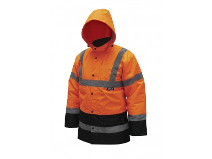 Reflexní zateplená bunda parka,velikost L,oranžová DEDRA BH80K4-L  + Dárek, servis bez starostí v hodnotě 300Kč