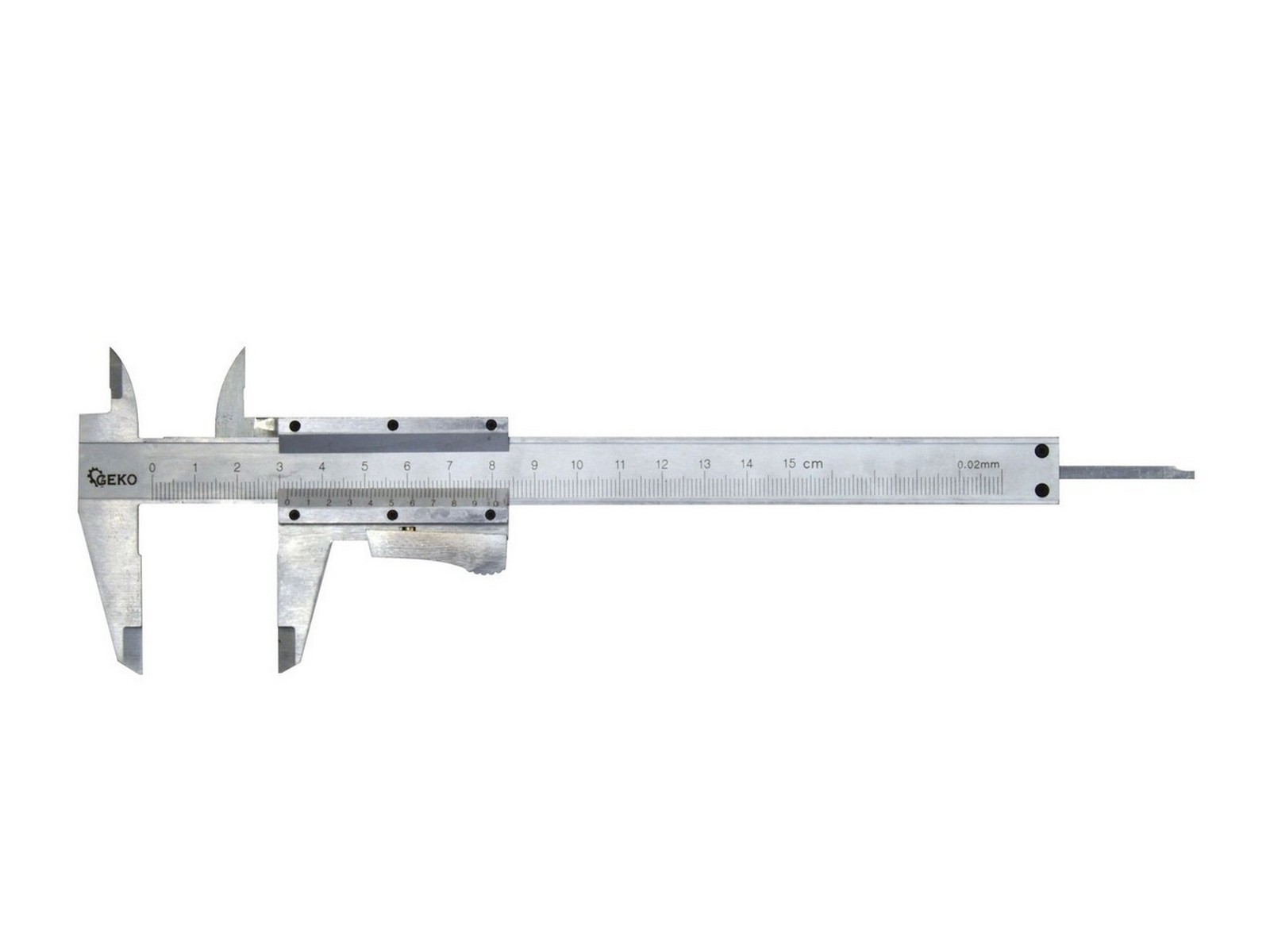 Měřítko posuvné kovové, 0-150mm x 0,02, dřevěná krabička GEKO nářadí G01491