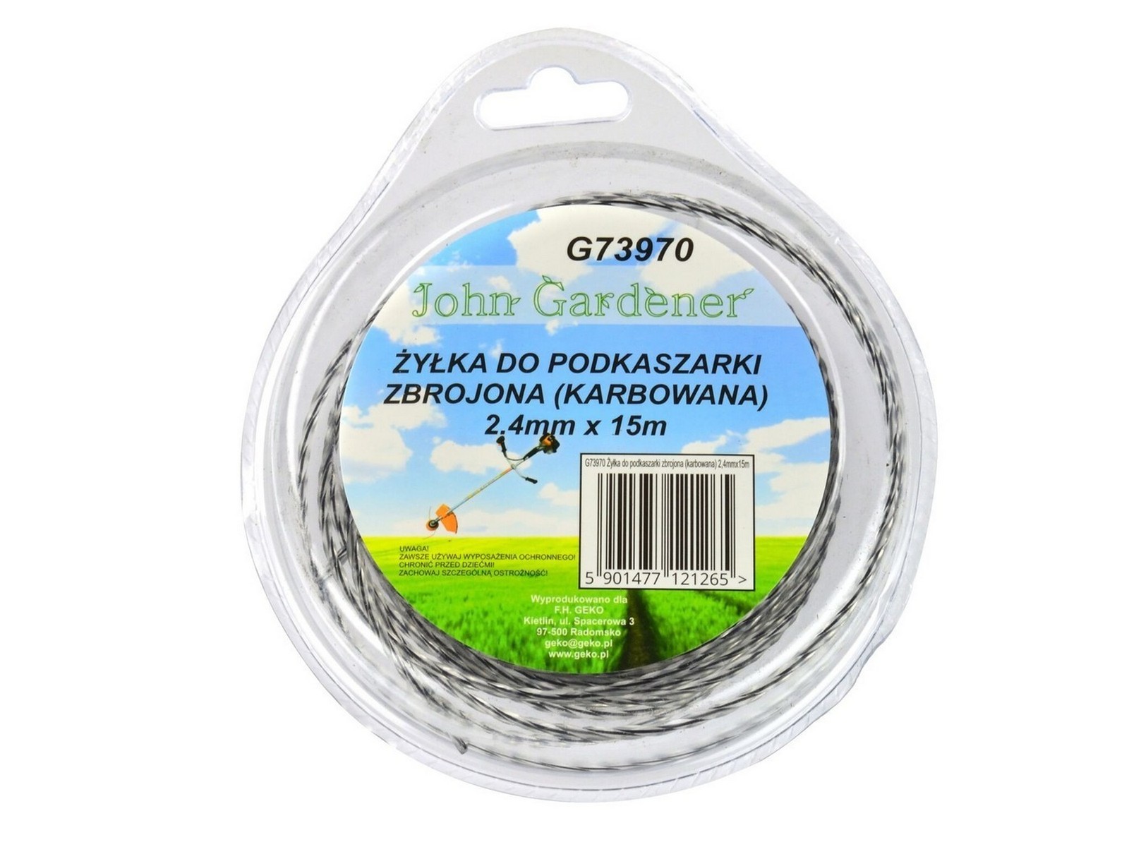 Struna do sekačky zesílená, 2,4mm, 15m, zvlněný profil, nylon GEKO nářadí G73970