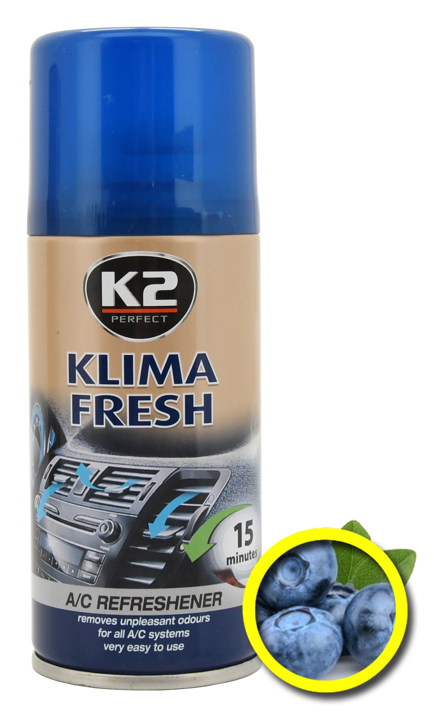 Osvěžovač KLIMA FRESH 150 ml BLUEBERRY K2 AMK222BB