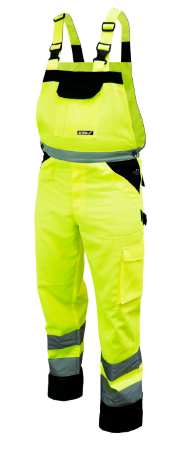 Reflexní kalhoty s laclem vel. L, žluté DEDRA BH81SO1-L + Dárek, servis bez starostí v hodnotě 300Kč