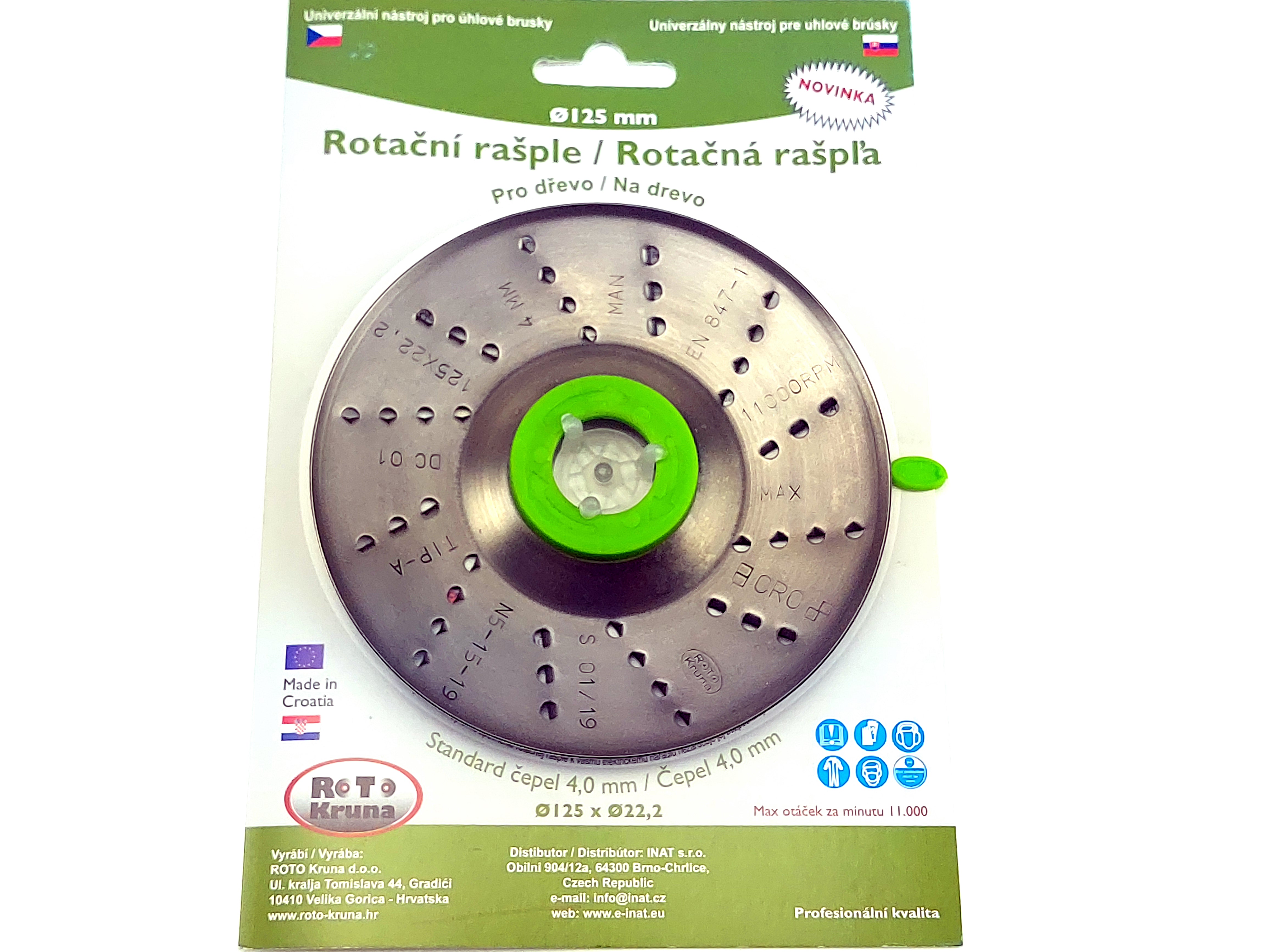 Rotační rašple 125x22,2mm - 4,0mm - čepel ROTO Kruna ROTO12540