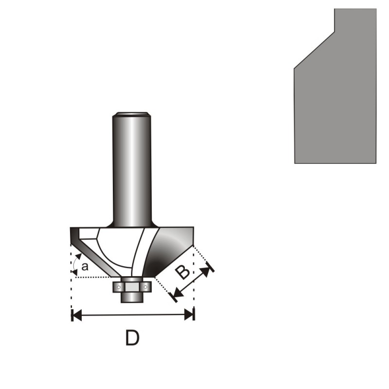 Fréza na dřevo úhlová 45 stupňů s ložiskem T8 D35,5 B15,9 mm DEDRA 07F102B