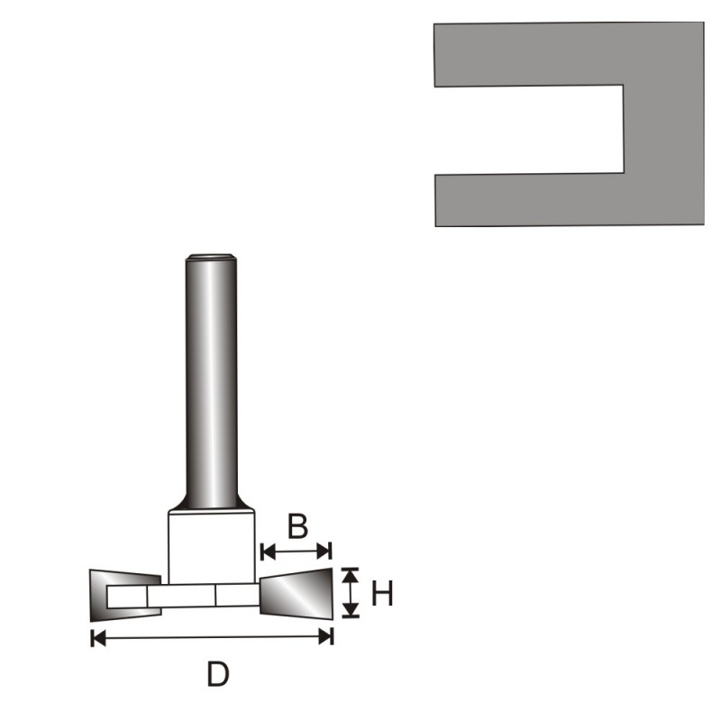 Fréza na dřevo drážkovací "T" T8 D32 H6,35 B9,4 mm DEDRA 07F122B