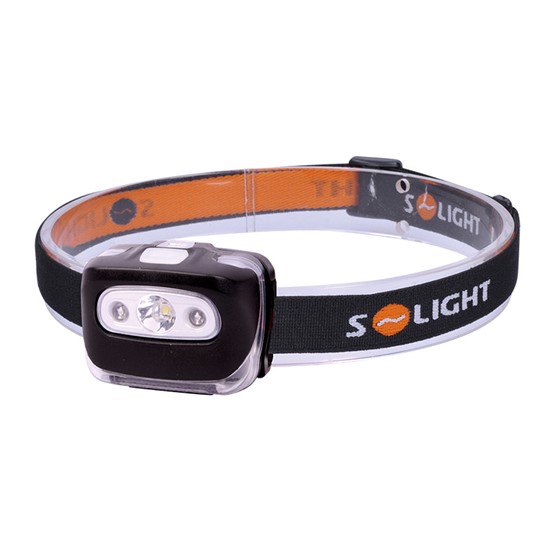 SOLIGHT - čelová LED svítilna, 3W + červené světlo, 3x AAA