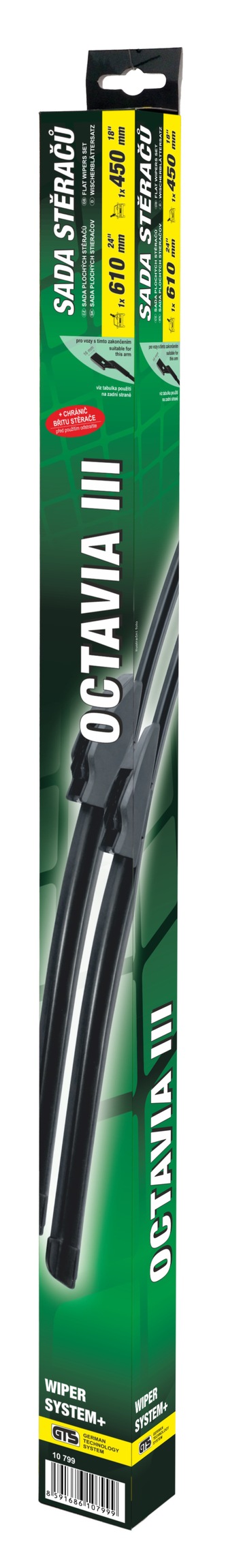 Stěrače FLAT SET 610+450mm GREEN OCT III Green 10799