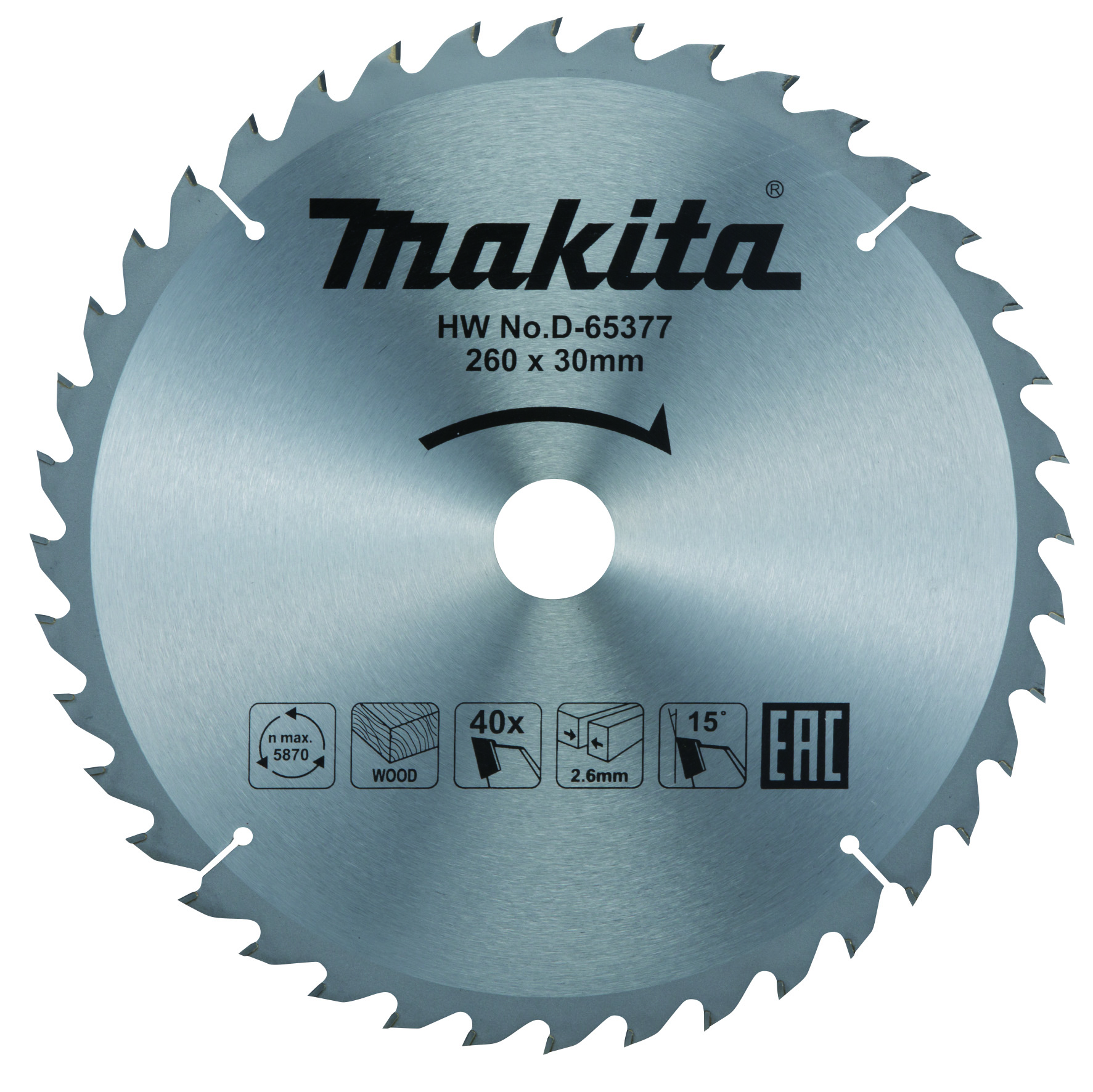 pilový kotouč 260x30mm 40Z Makita D-65377