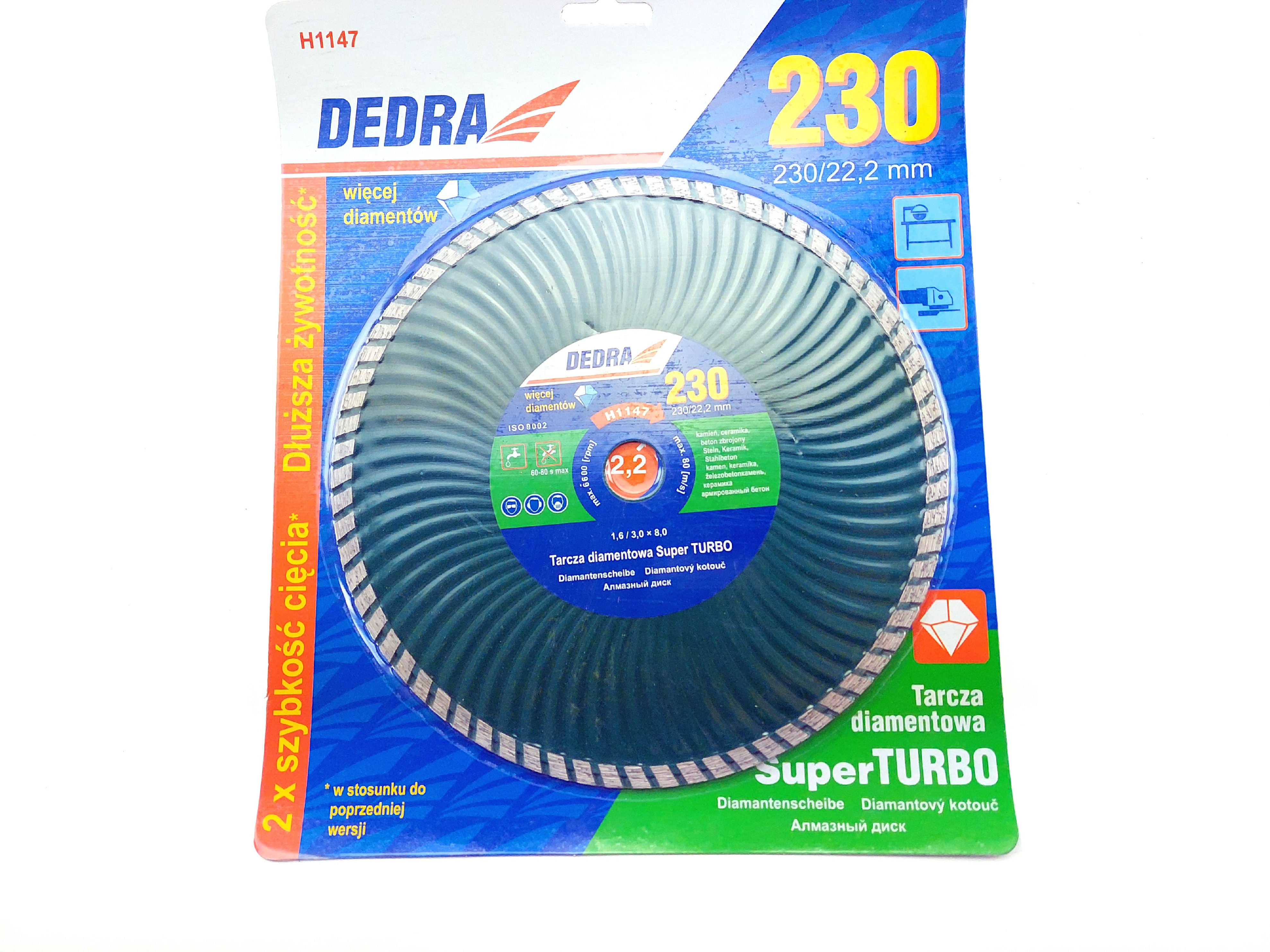 Diamantový řezný kotouč Super Turbo 230x22,2 mm DEDRA H1147