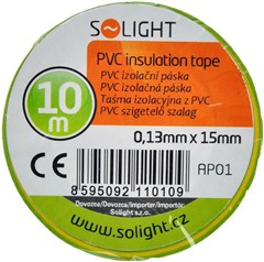 Izolační páska, 15mm x 0,13mm x 10m, žlutozelená Solight AP01