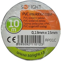 Izolační páska, 15mm x 0,13mm x 10m, černá Solight AP01C