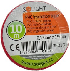 Izolační páska, 15mm x 0,13mm x 10m, červená Solight AP01R