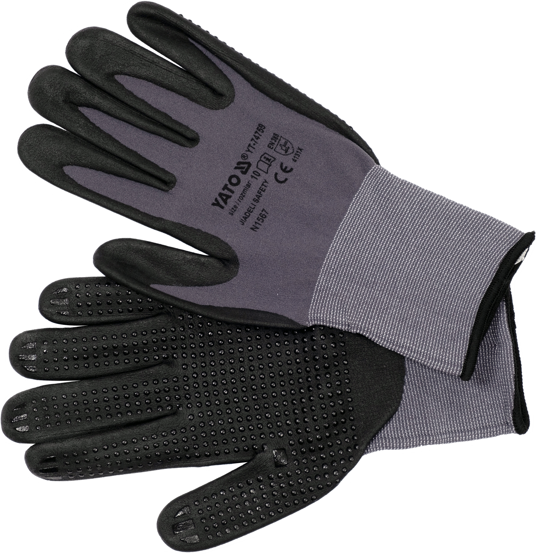 Pracovní rukavice nylon/nitril vel.10 černé Yato YT-74759