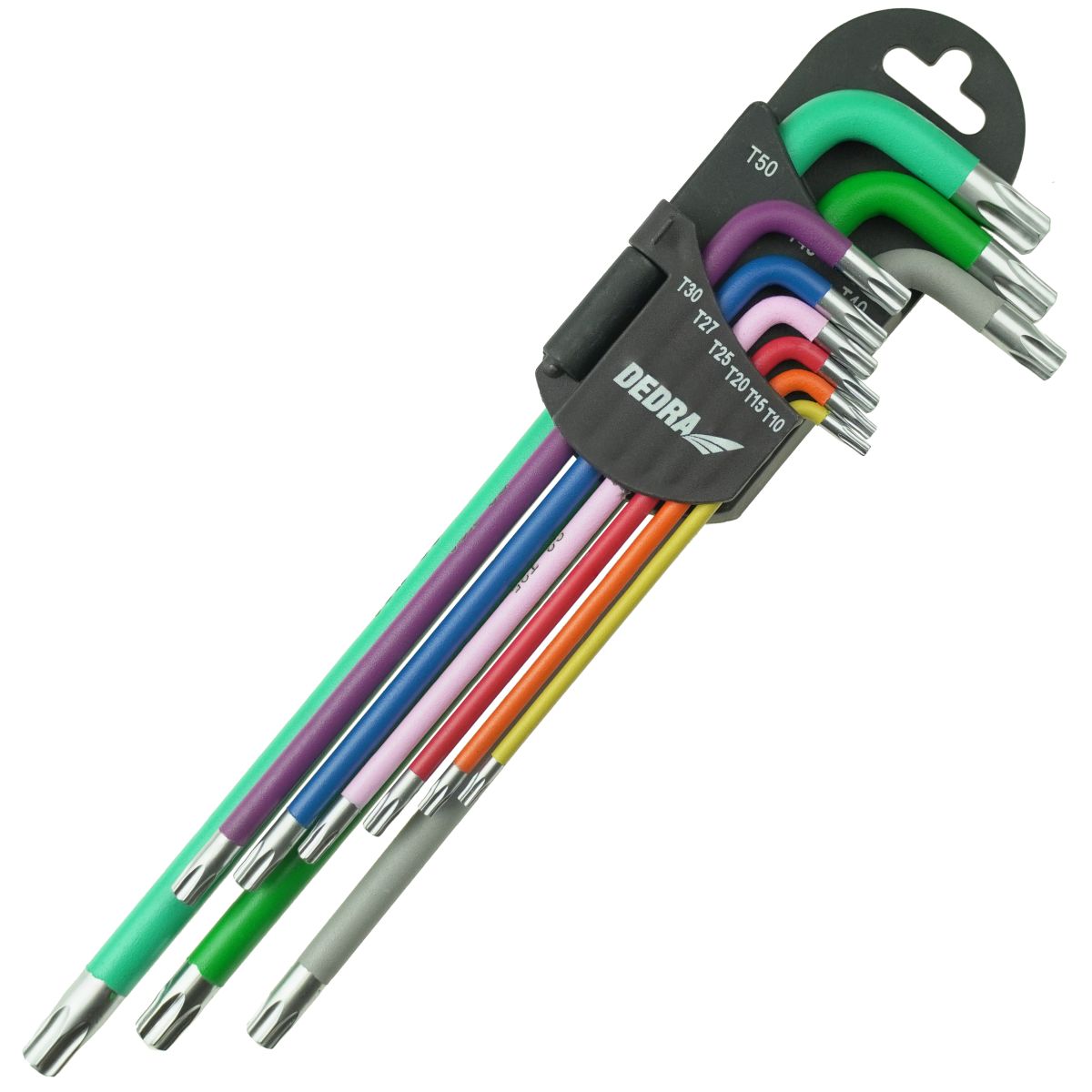 Klíče Torx extra dlouhé barevné T10-T50, sada 9 ks, S2 DEDRA 06F225
