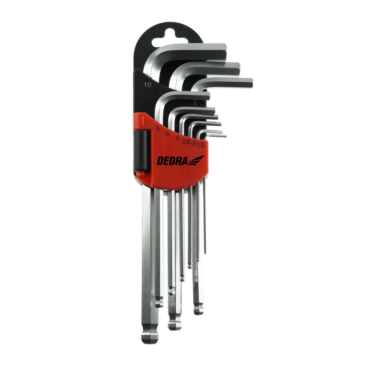 Imbusové klíče s kuličkou dlouhé, 1,5–10 mm, sada 9 ks, CRV DEDRA 06F211