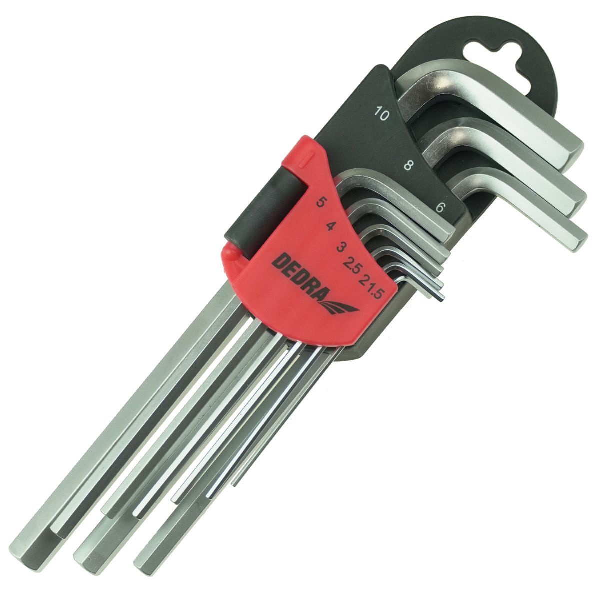 Imbusové klíče dlouhé, 1,5–10 mm sada, 9 ks, CRV DEDRA 06F201