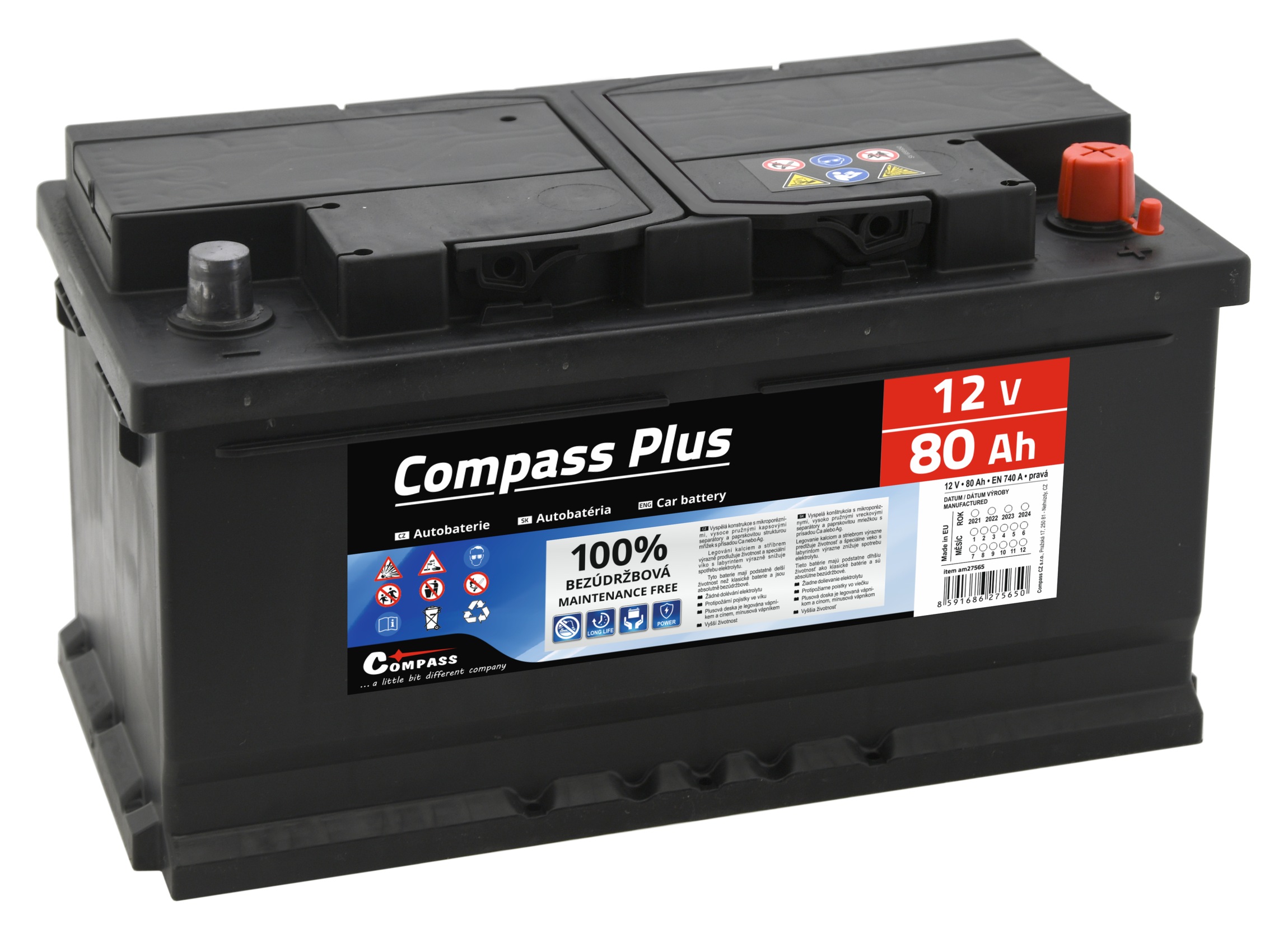 Autobaterie COMPASS PLUS 12V 80Ah 740A Compass am27565