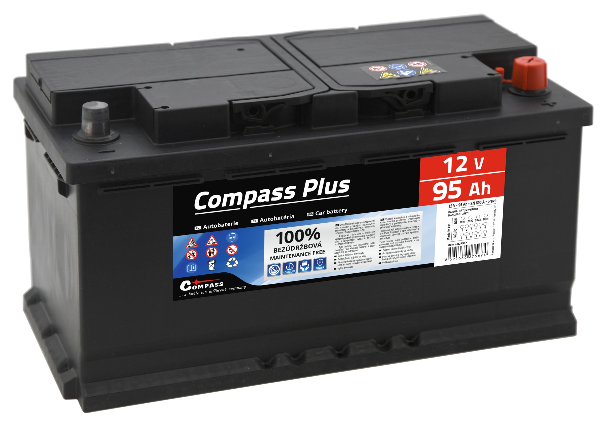 Autobaterie COMPASS PLUS 12V 95Ah 800A Compass am27567