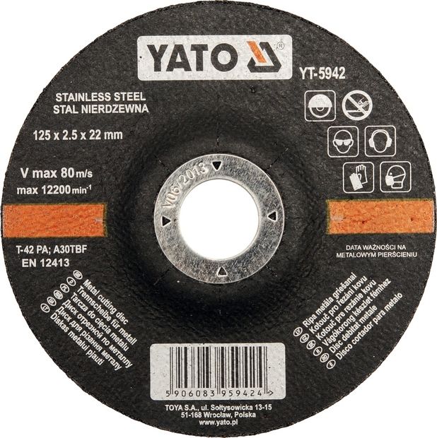 Kotouč na kov 180 x 22 x 3,2 mm INOX vypouklý Yato YT-5944