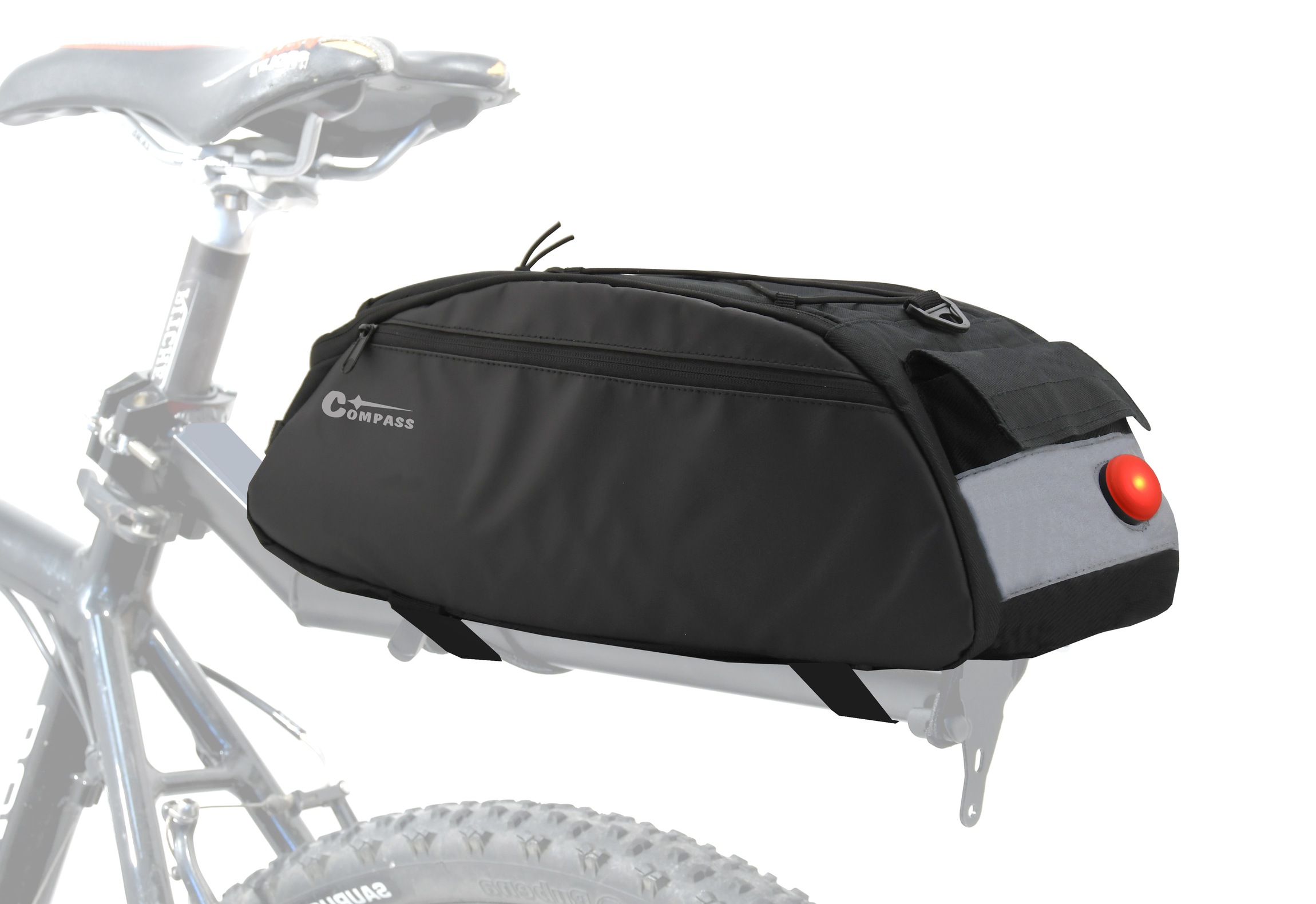 Cyklotaška na zadní nosič + zadní LED světlo Compass Bike 12034