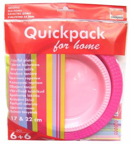 Set talířů růžový 17+22cm - 6+6 ks QUICKPACK Q217
