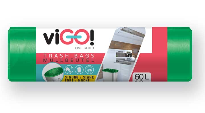 viGO! Odpadkový pytel LDPE 60l/10 ks - zelený QUICKPACK Q147