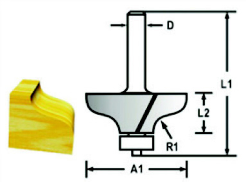 Profilová fréza s ložiskem stopka 8 mm,31,8x12,7x56 mm Makita D-48773