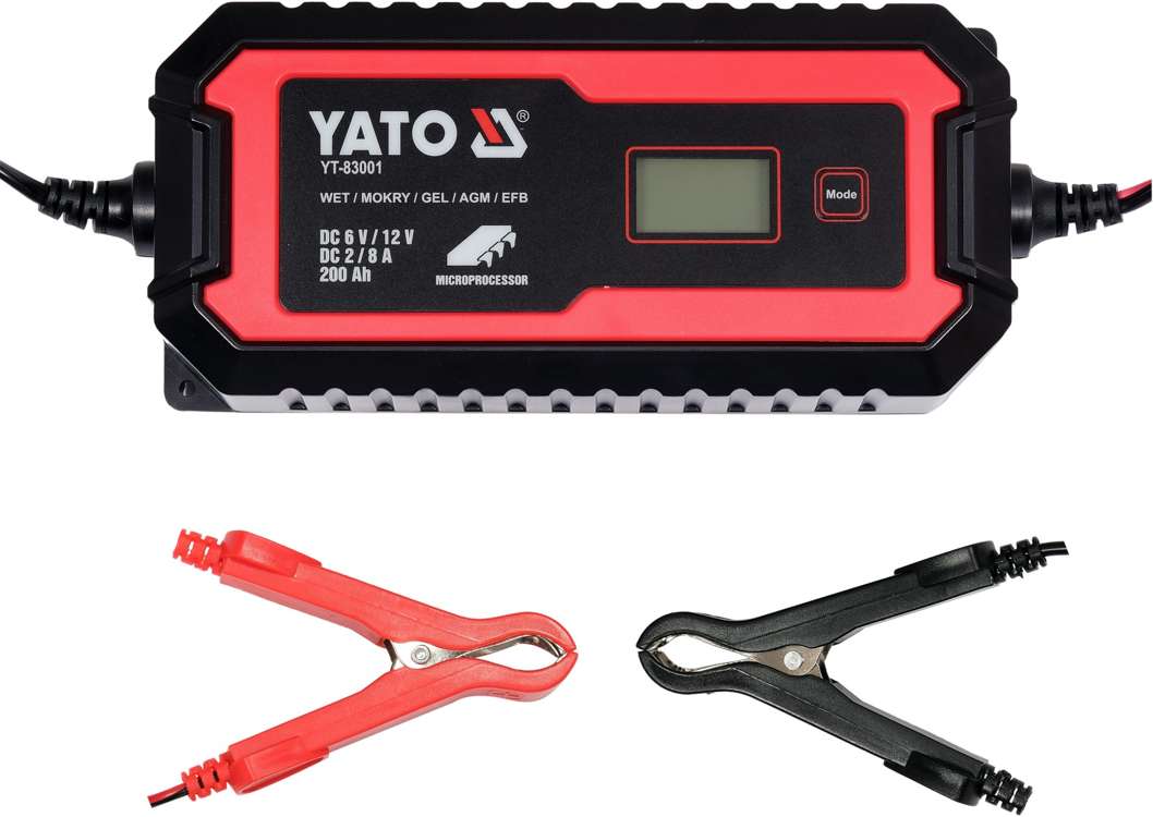 Nabíječka s LCD displejem 6V / 2A, 12V / 8A Yato YT-83001