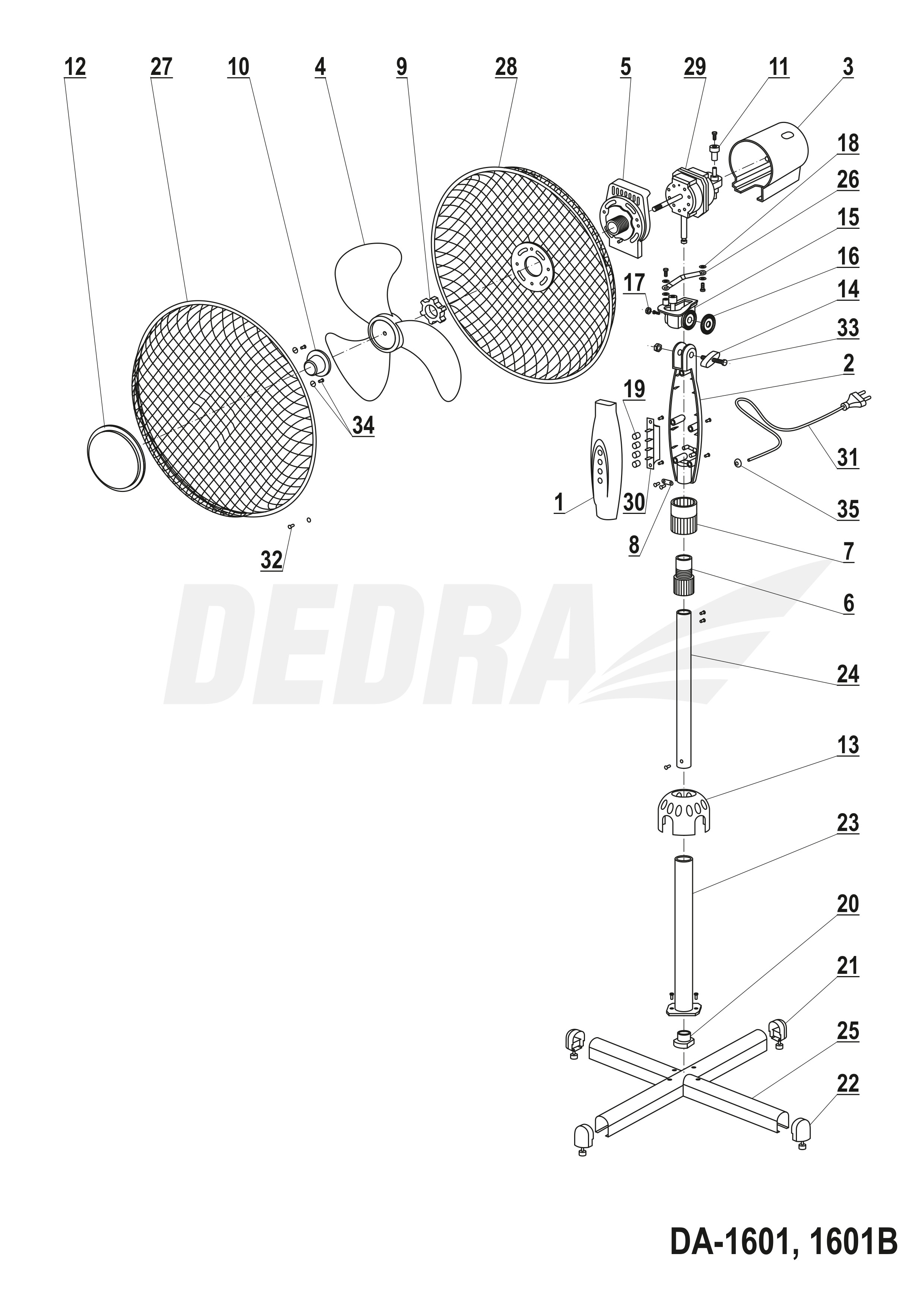 Kryt předního ventilátoru DEDRA XDA-1601.27