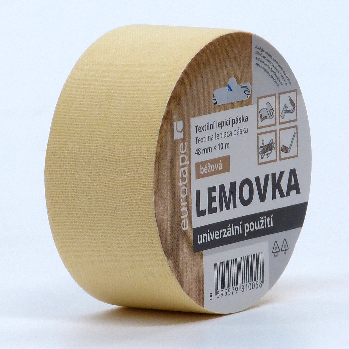 Eurotape - Lemovka textilní lepicí páska 48mm x 10m - béžová EUROTAPE T1102