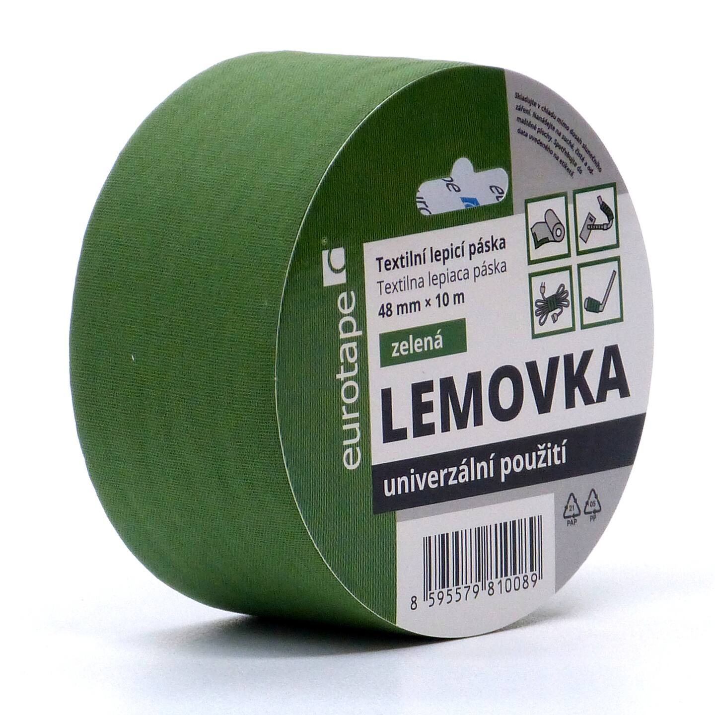 Eurotape - Lemovka textilní lepicí páska 48mm x 10m - zelená EUROTAPE T1108