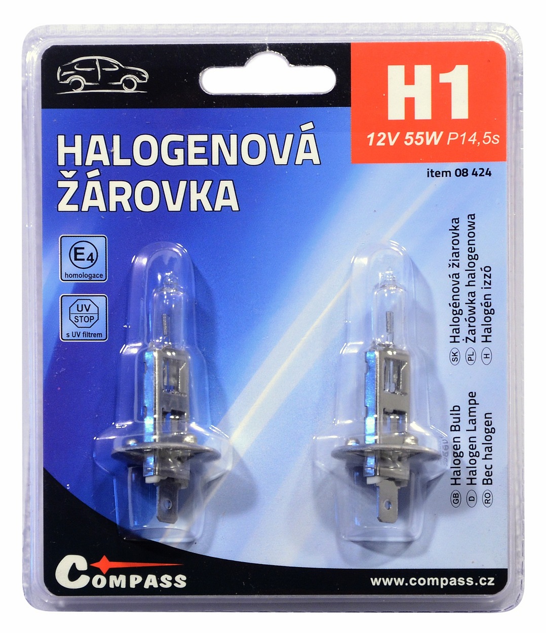 Žárovka 12V H1 55W P14,5s blister 2ks Compass 08424