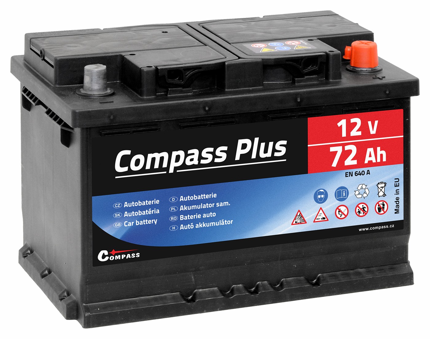 Autobaterie COMPASS PLUS 12V 72Ah 640A Compass AM27564 + Dárek, servis bez starostí v hodnotě 300Kč