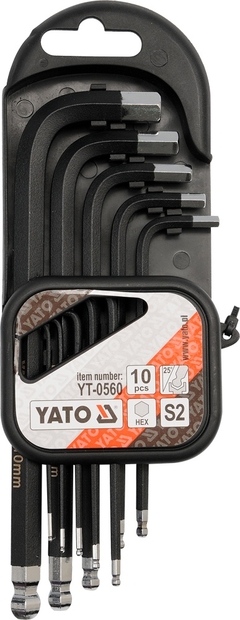 Sada klíčů imbus s kuličkou 10 ks delší Yato YT-0560