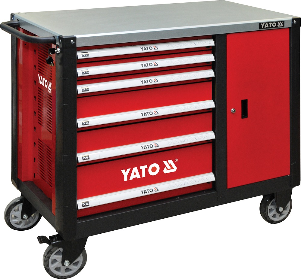 Skříňka dílenská pojízdná 6 zásuvek +zavírací skříň červená Yato YT-09002 + Dárek, servis bez starostí v hodnotě 300Kč