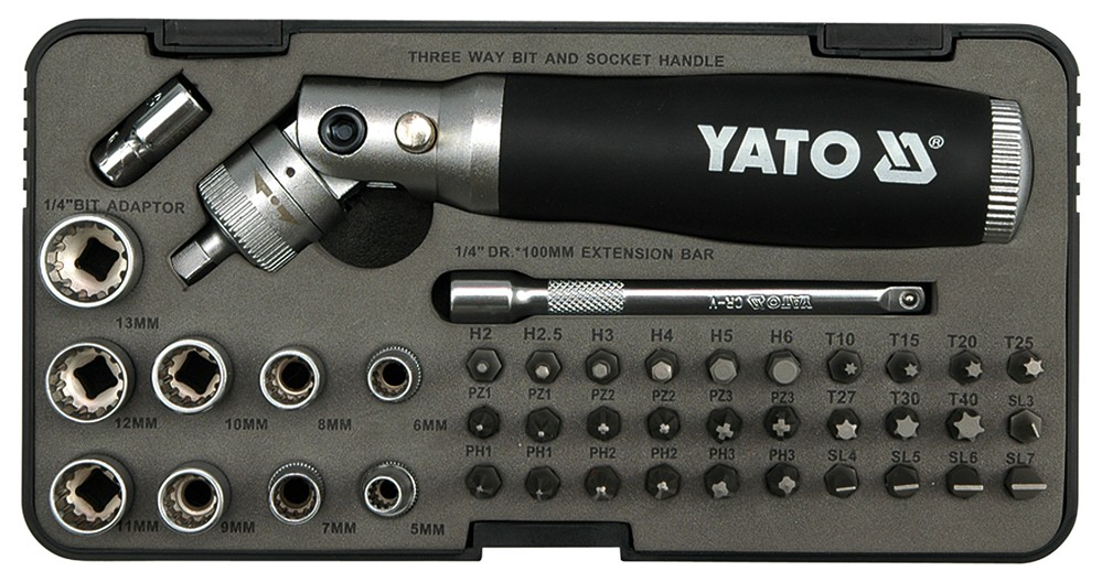Šroubovák ráčnový kloubový s příslušenstvím 42 ks box Yato YT-2806 + Dárek, servis bez starostí v hodnotě 300Kč